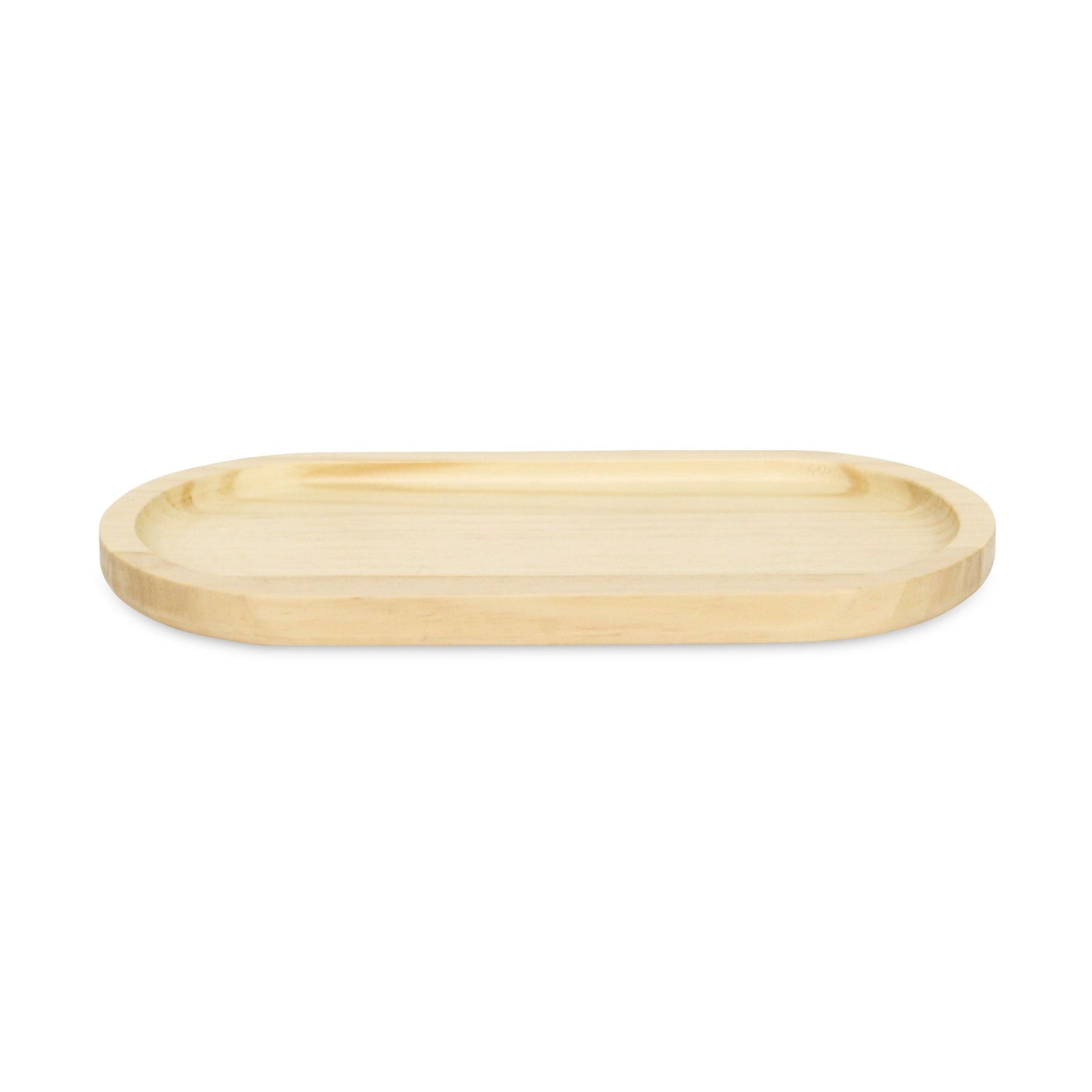 12" Natural Solid Wood Handmade Oval Vanity Tray-3