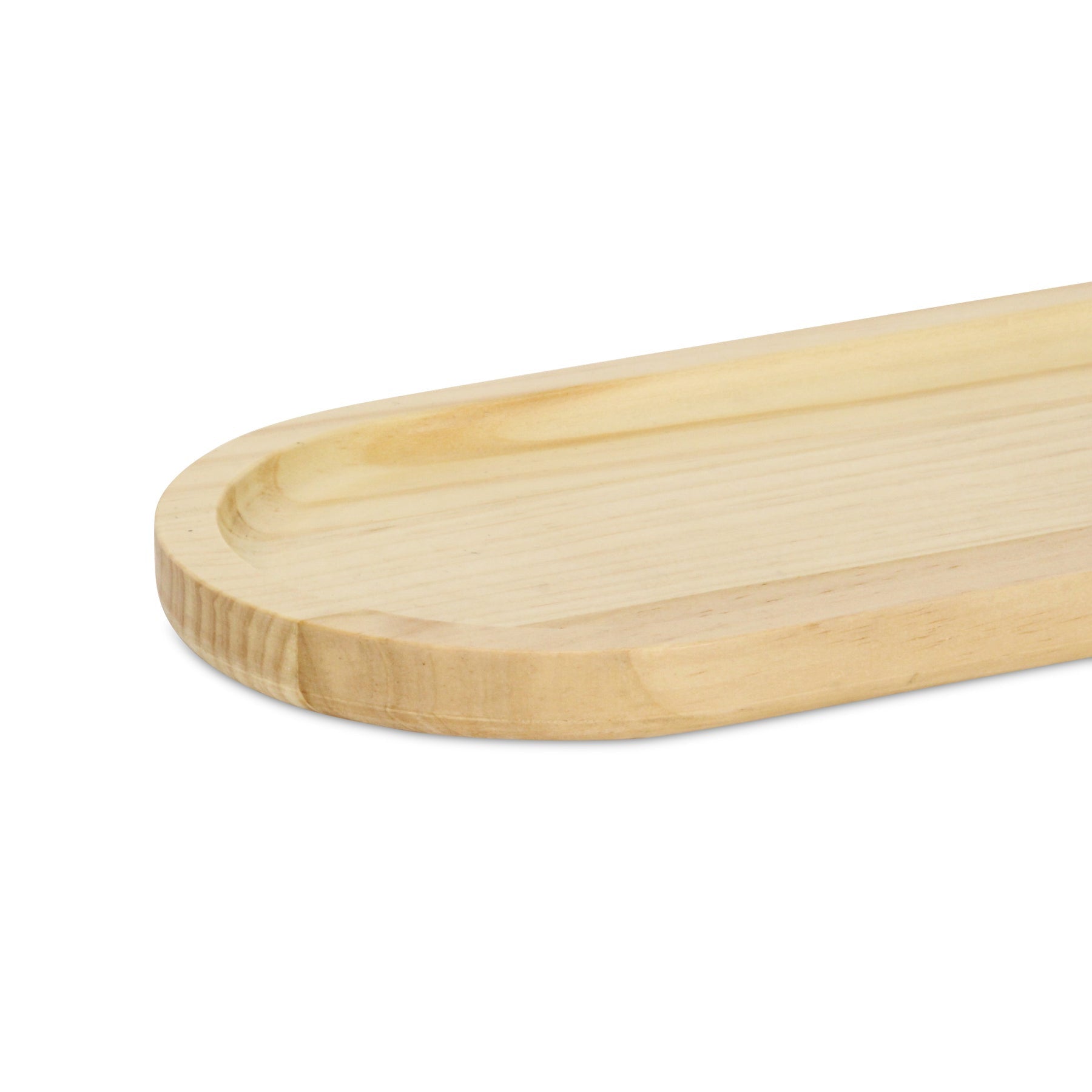 12" Natural Solid Wood Handmade Oval Vanity Tray-5