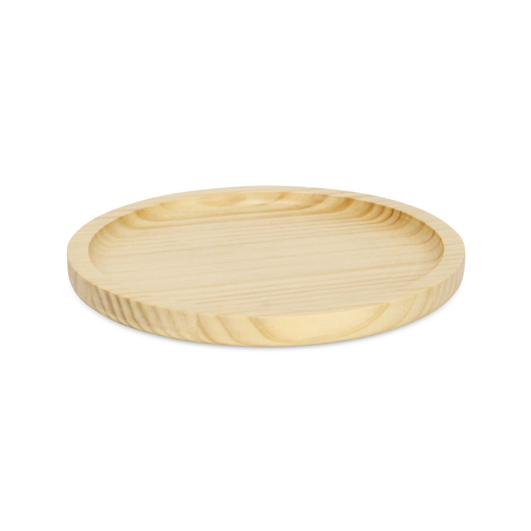 9" Natural Solid Wood Handmade Round Vanity Tray-1