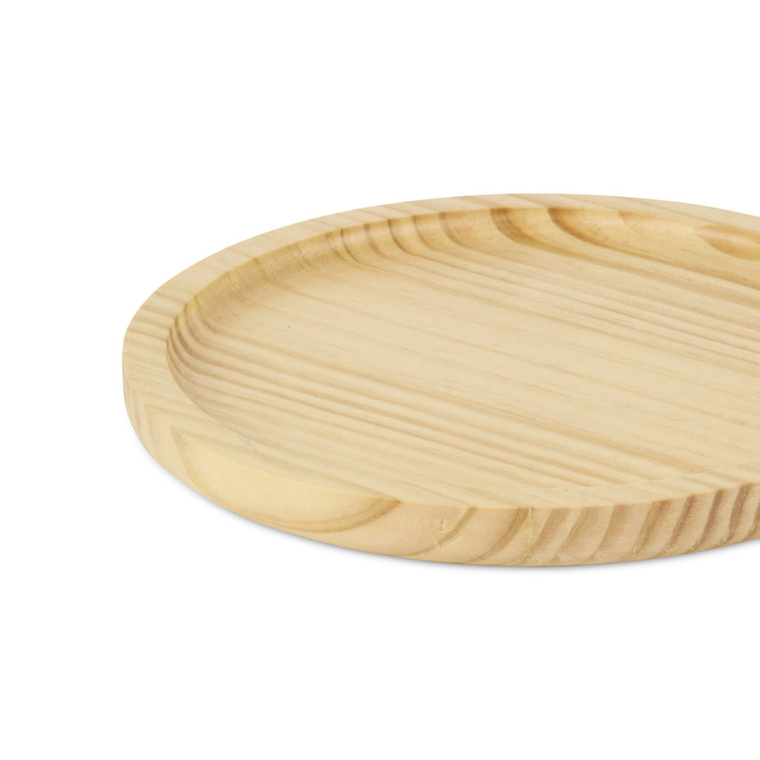 9" Natural Solid Wood Handmade Round Vanity Tray-2