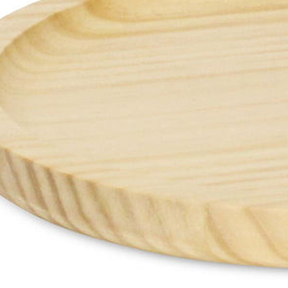 9" Natural Solid Wood Handmade Round Vanity Tray-4