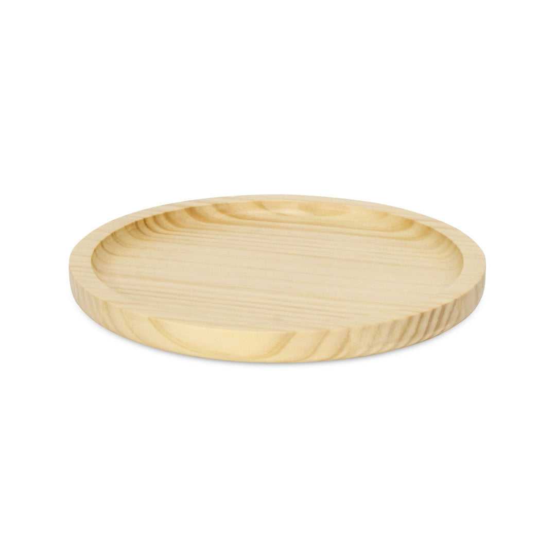 9" Natural Solid Wood Handmade Round Vanity Tray-5