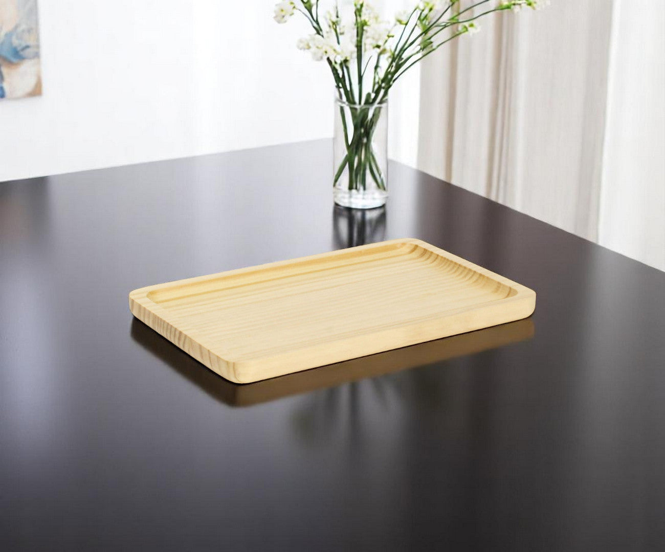 12" Natural Solid Wood Handmade Vanity Tray-0