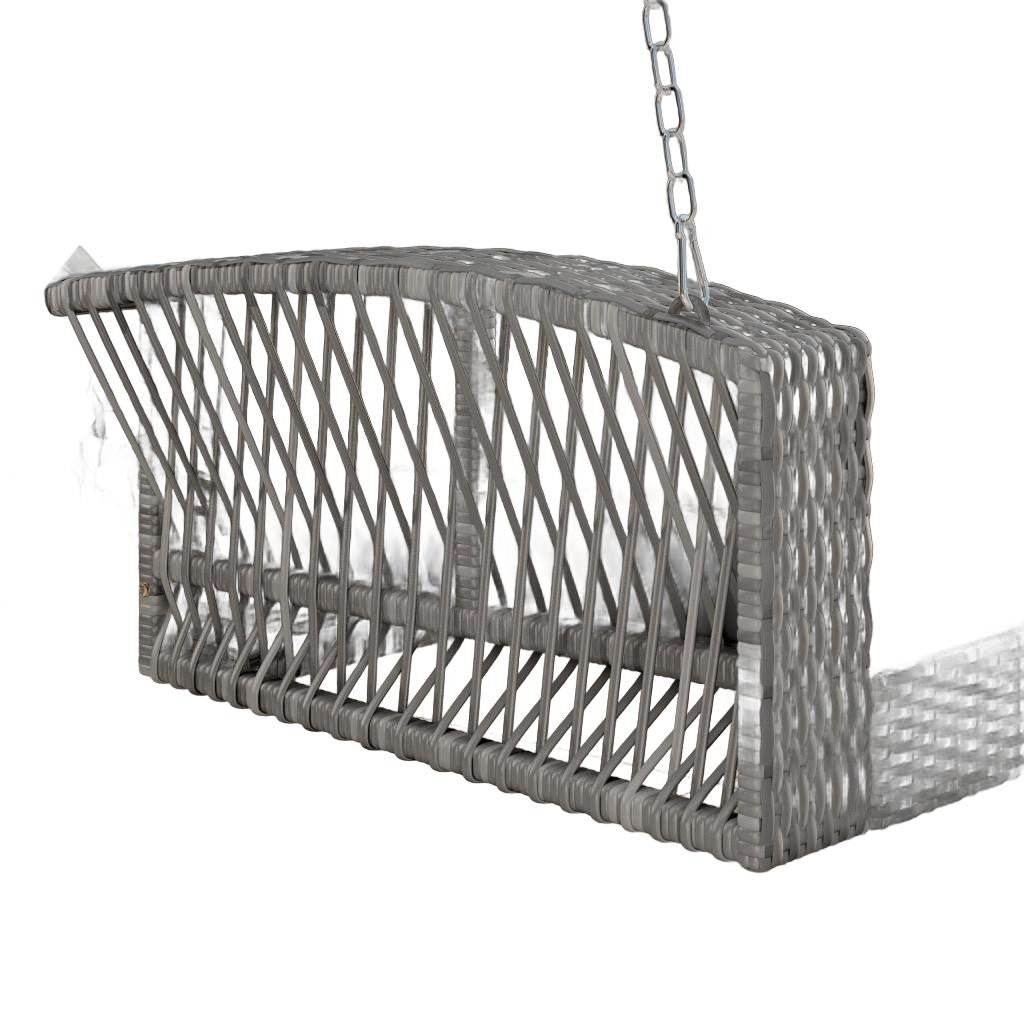 69" Gray Metal Outdoor Swing Chair with Gray Cushion-Outdoor Chairs-DECOROLALA