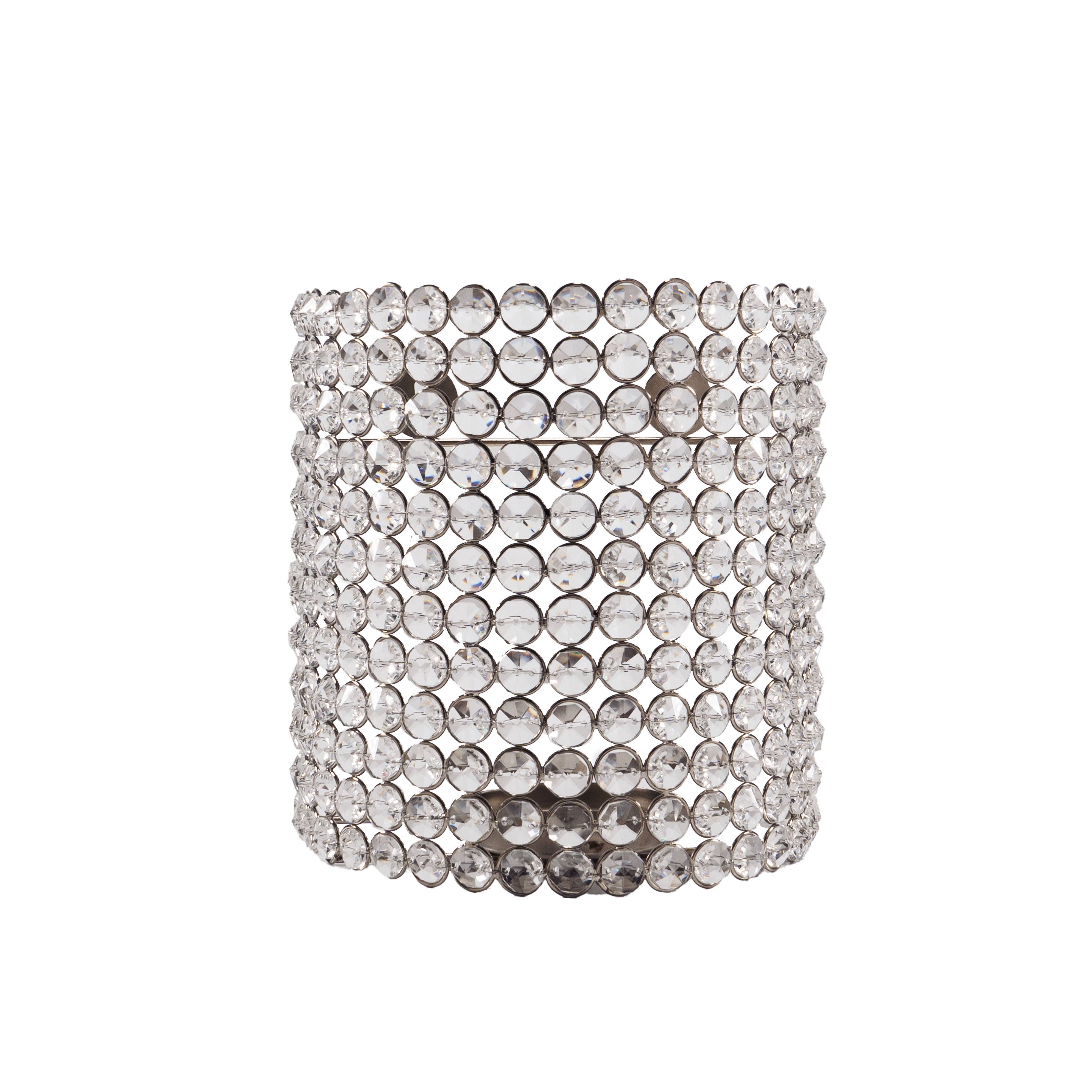 8" Clear And Silver Bejeweled Crystal Wall Sconce Candle Holder-Candle Holders-DECOROLALA