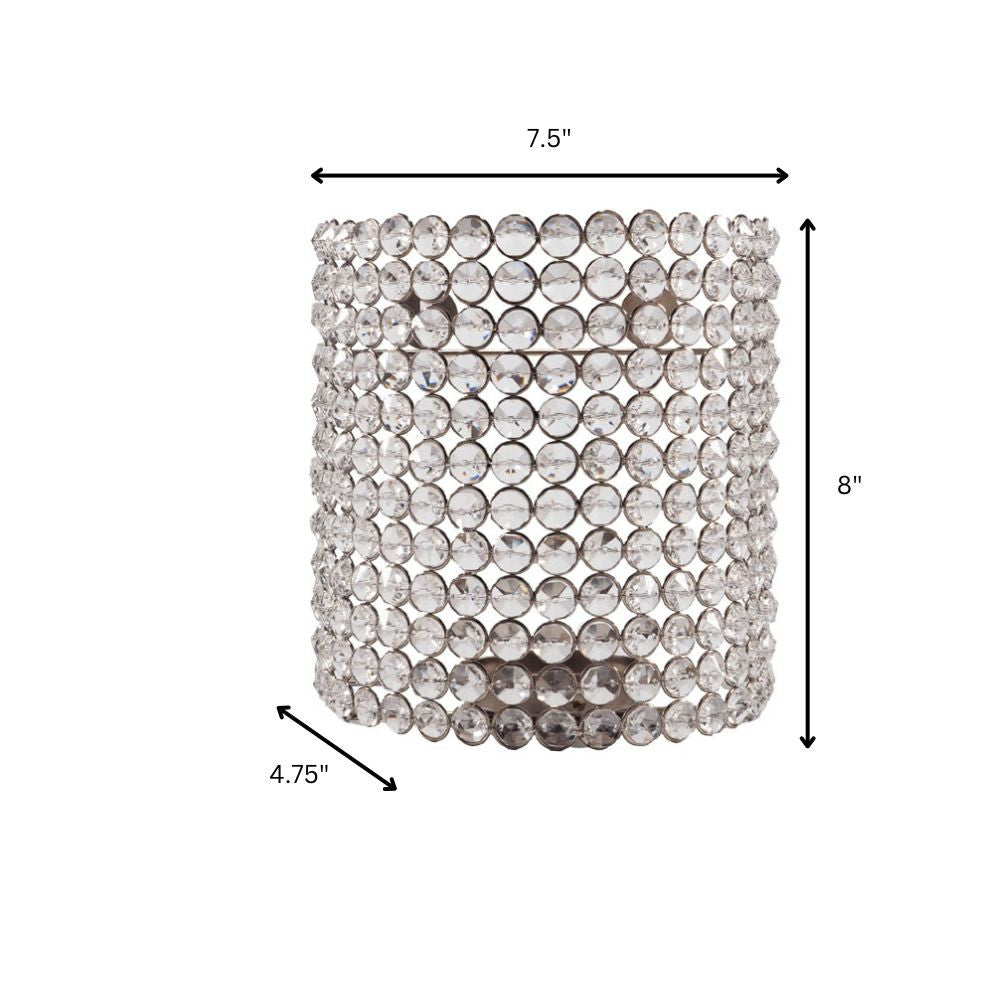 8" Clear And Silver Bejeweled Crystal Wall Sconce Candle Holder-Candle Holders-DECOROLALA