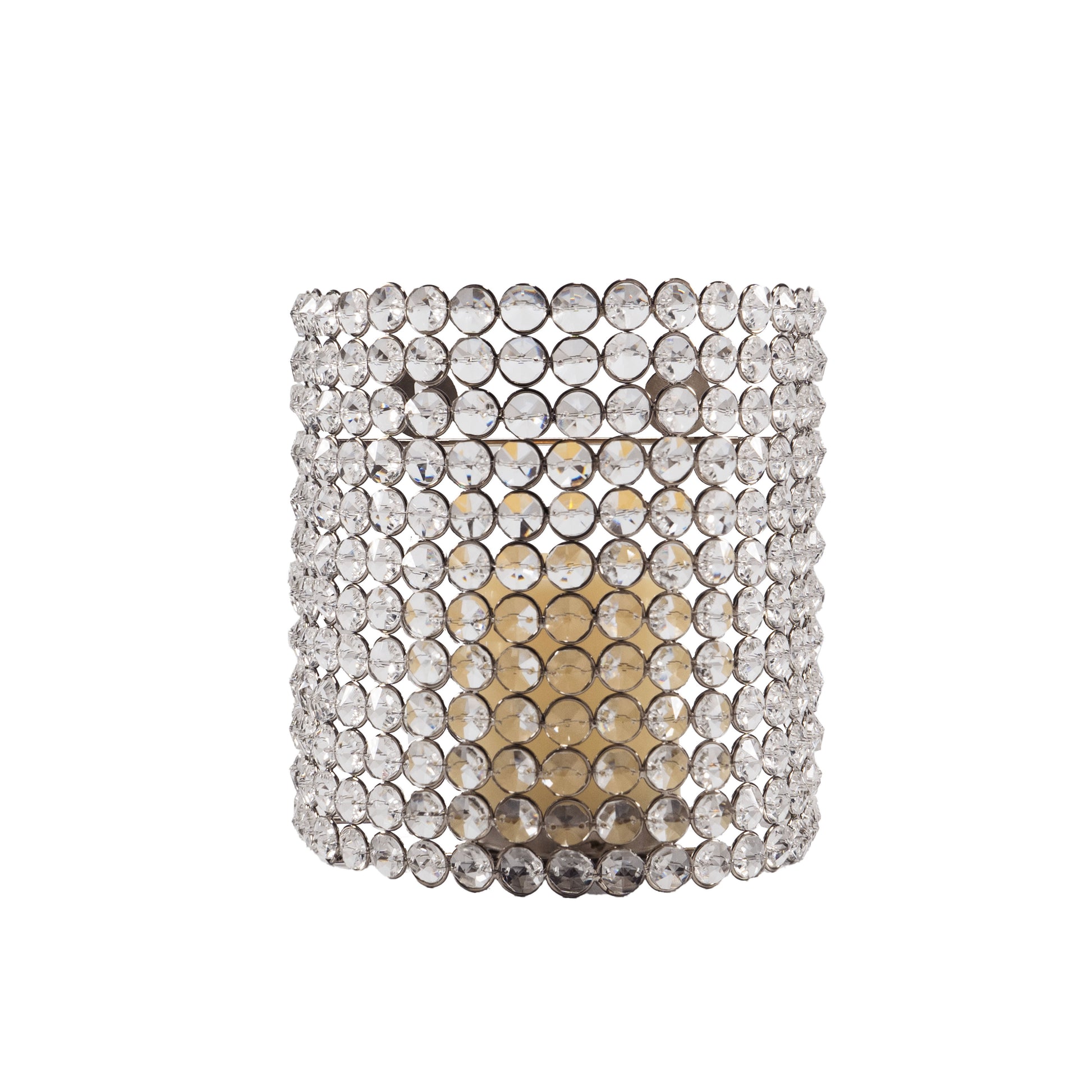 8" Clear And Silver Bejeweled Crystal Wall Sconce Candle Holder-Candle Holders-DECOROLALA