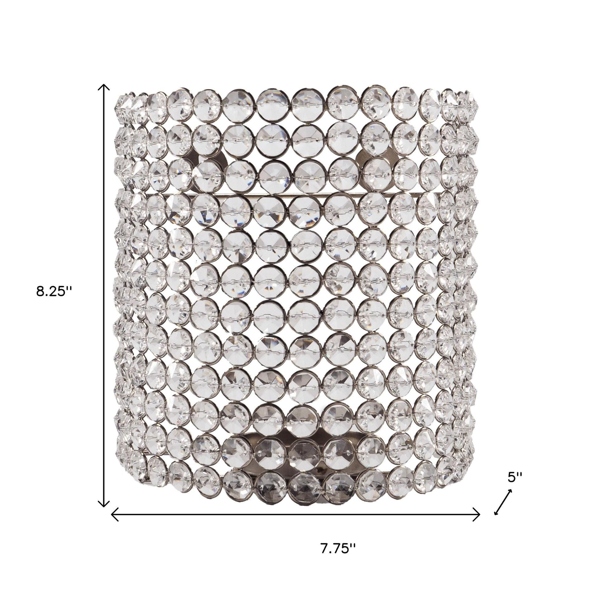 8" Clear And Silver Bejeweled Crystal Wall Sconce Candle Holder-Candle Holders-DECOROLALA