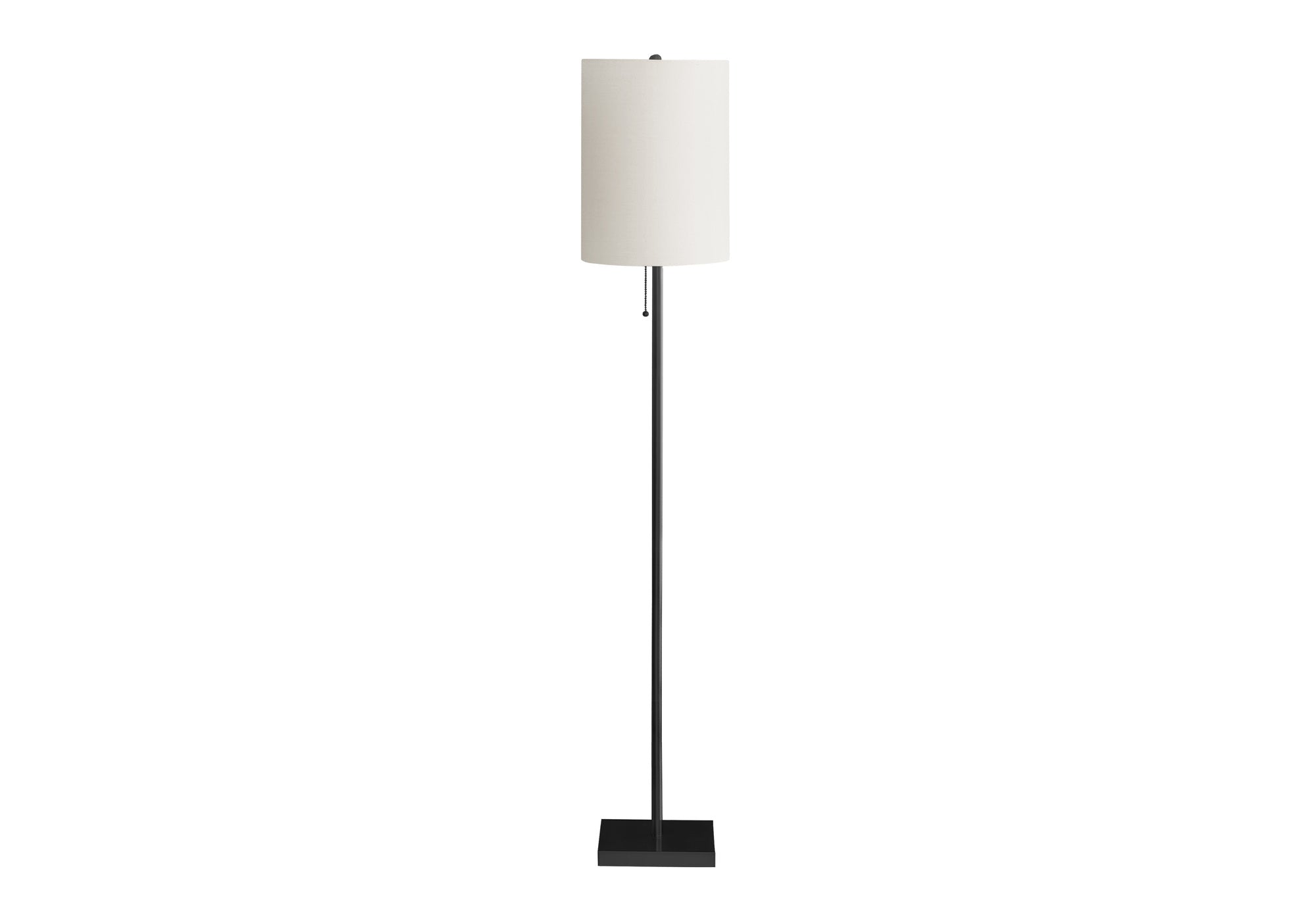 62"H Floor Lamp Black Metal Ivory Drum Shade-Lighting-DECOROLALA