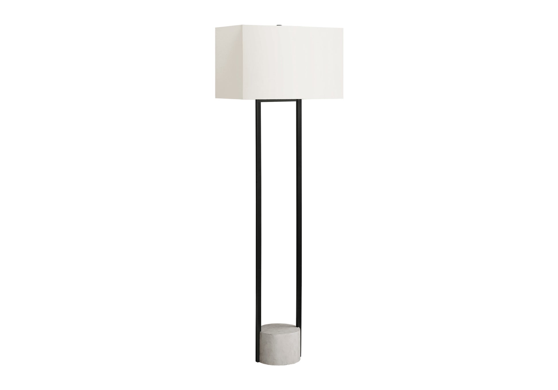 62"H Floor Lamp Black Metal Ivory Shade-Lighting-DECOROLALA