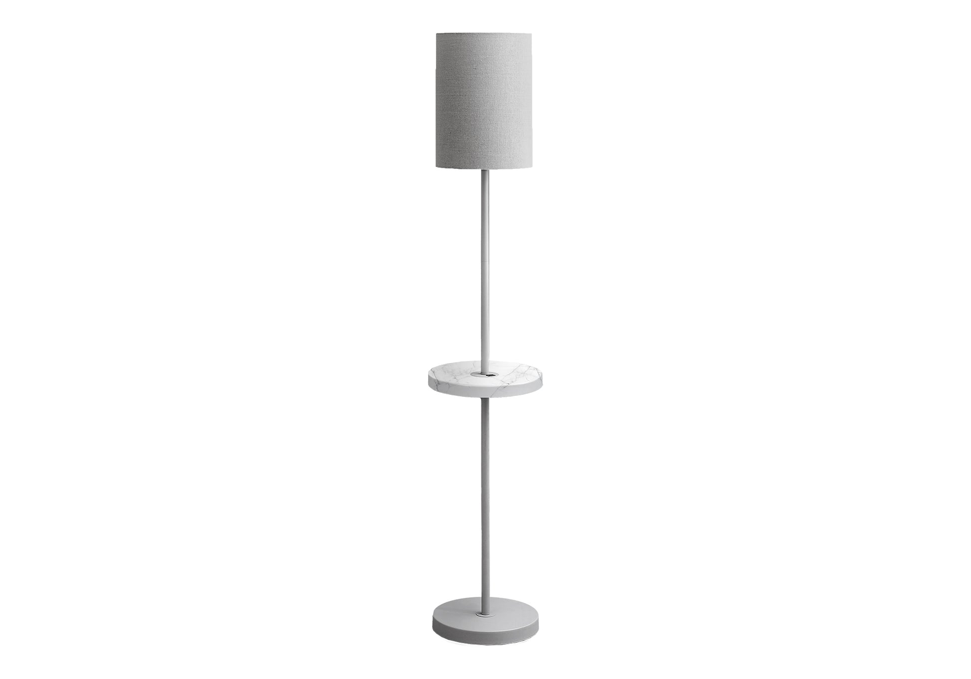 62"H Floor Lamp with USB Shelf Table, Black Metal-Lighting-DECOROLALA