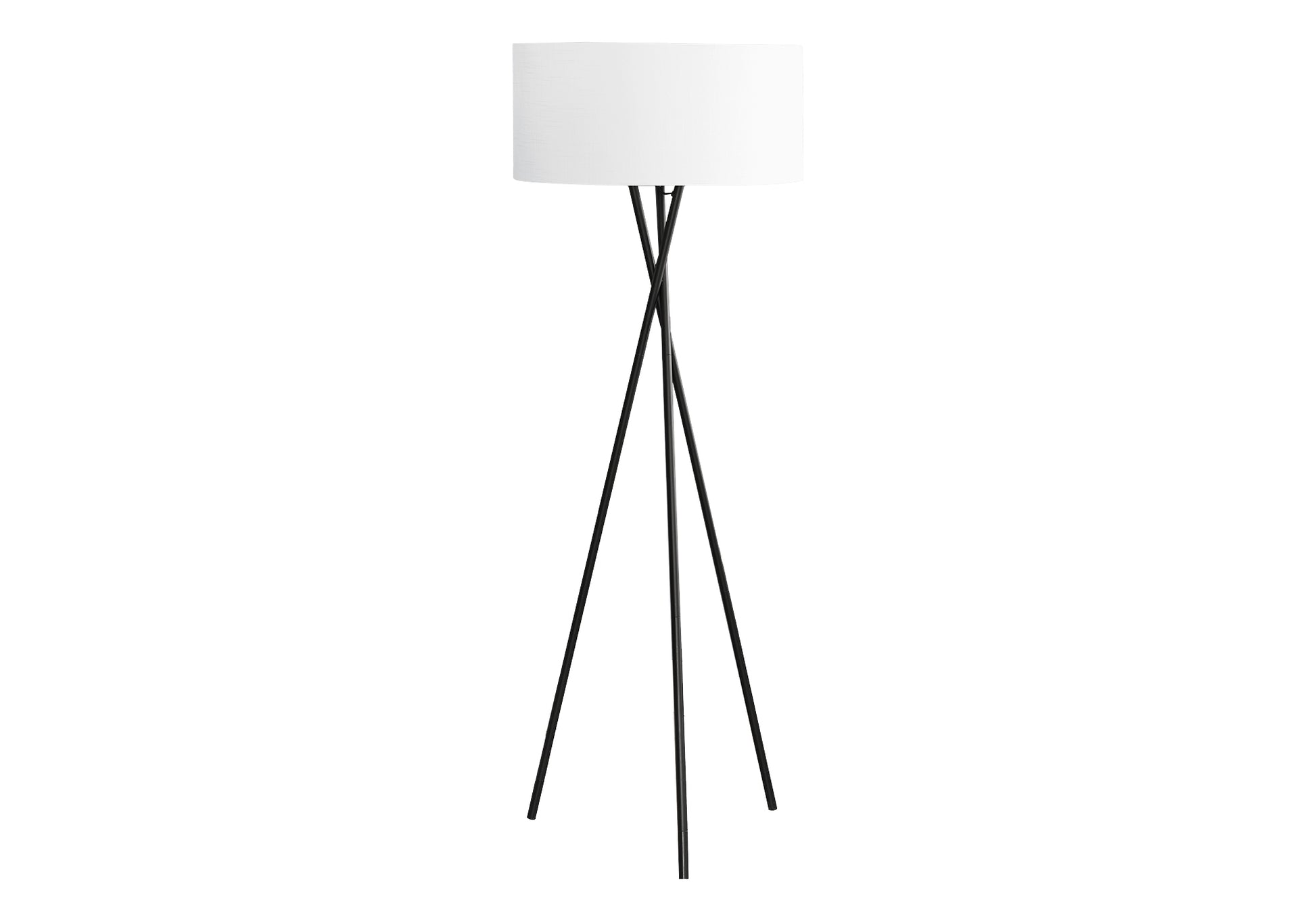 62"H Tripod Floor Lamp, Black Metal, Ivory Shade-Lighting-DECOROLALA
