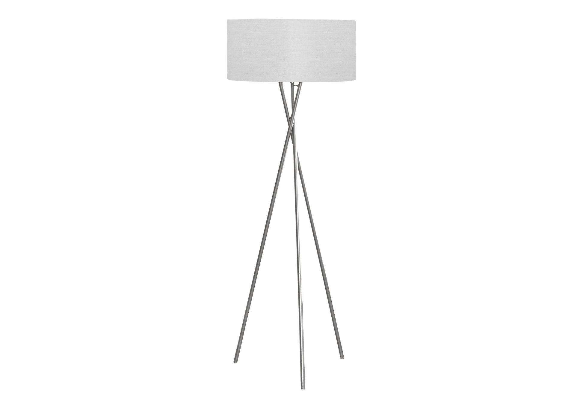 62"H Tripod Floor Lamp, Black Metal, Ivory Shade-Lighting-DECOROLALA
