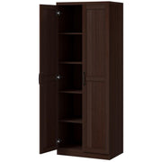 63" 5-Tier Kitchen Pantry Cabinet, Dark Brown Adjustable Shelves-DECOROLALA