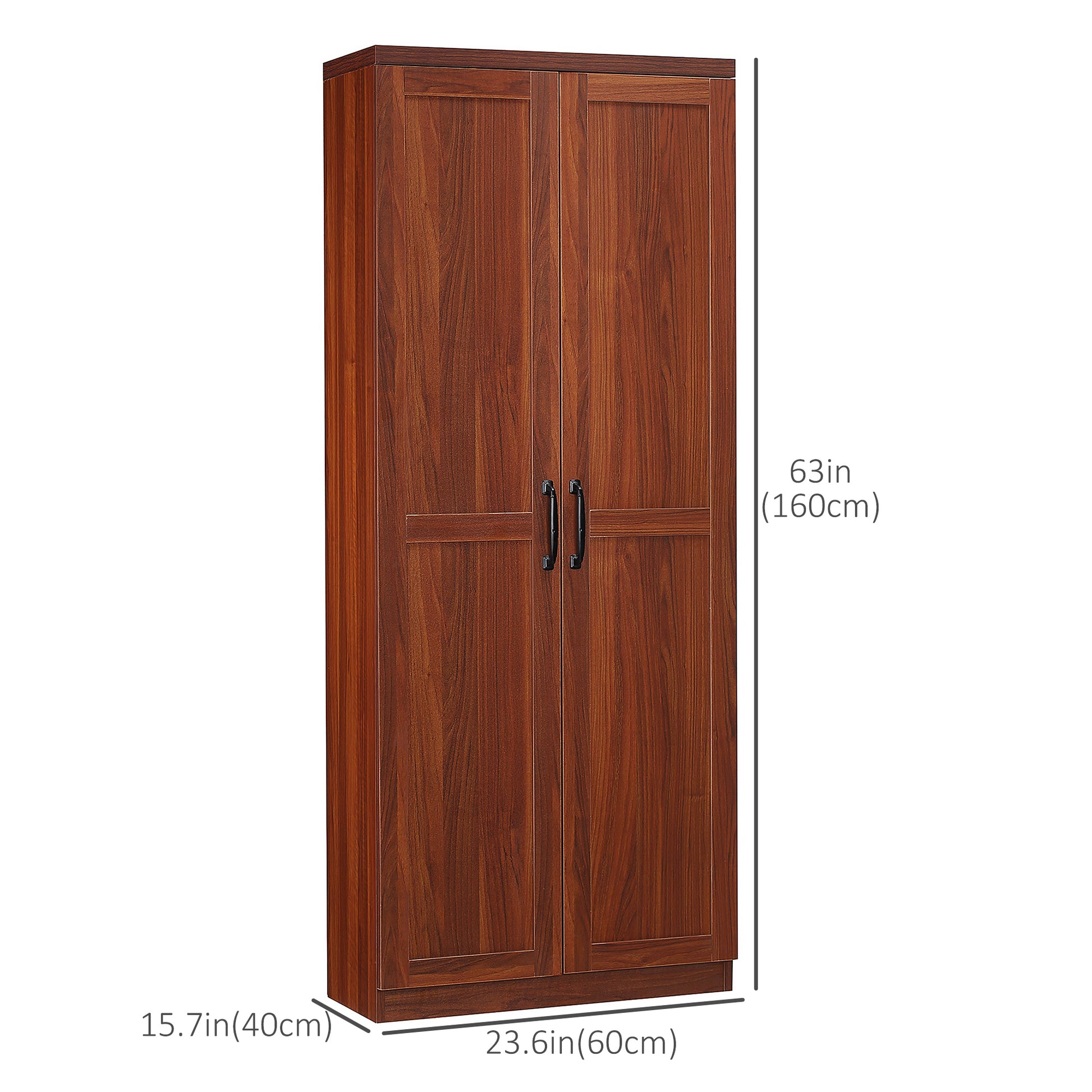 63" 5-Tier Tan Kitchen Cabinet with Adjustable Shelves-DECOROLALA