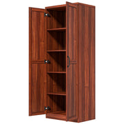 63" 5-Tier Tan Kitchen Cabinet with Adjustable Shelves-DECOROLALA