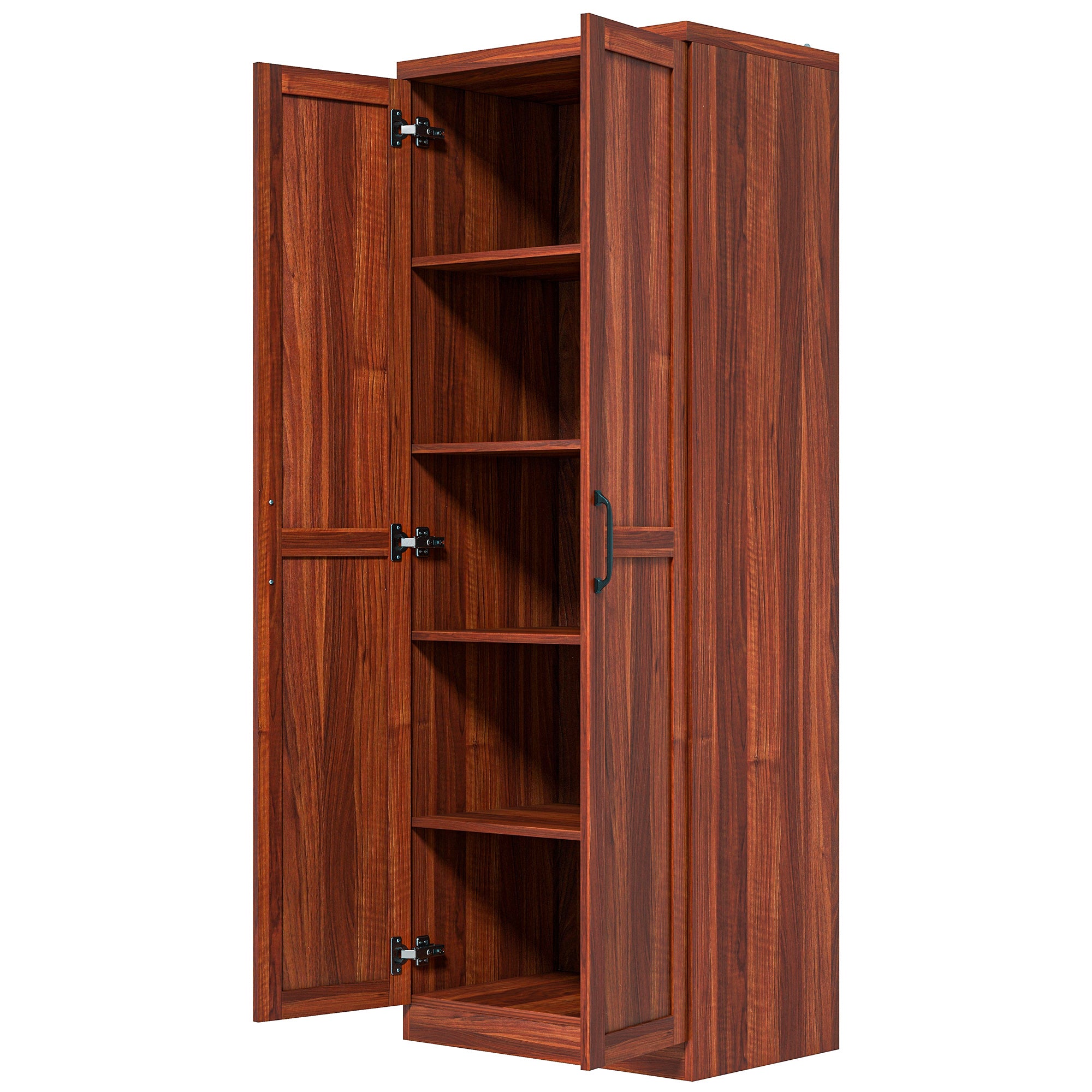 63" 5-Tier Tan Kitchen Cabinet with Adjustable Shelves-DECOROLALA