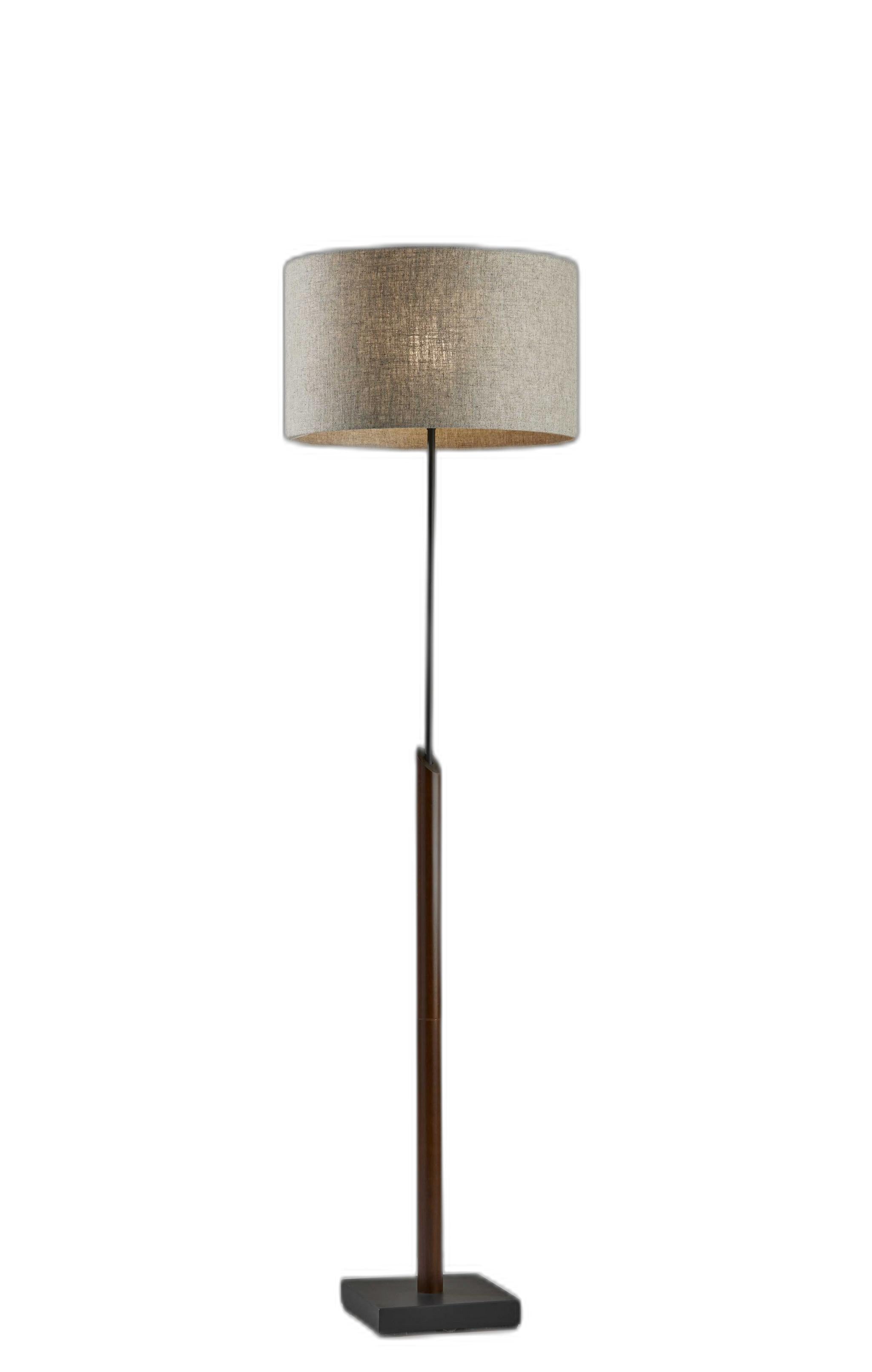 63" Beige And Black Floor Lamp With Beige Fabric Drum Shade-Floor Lamps-DECOROLALA