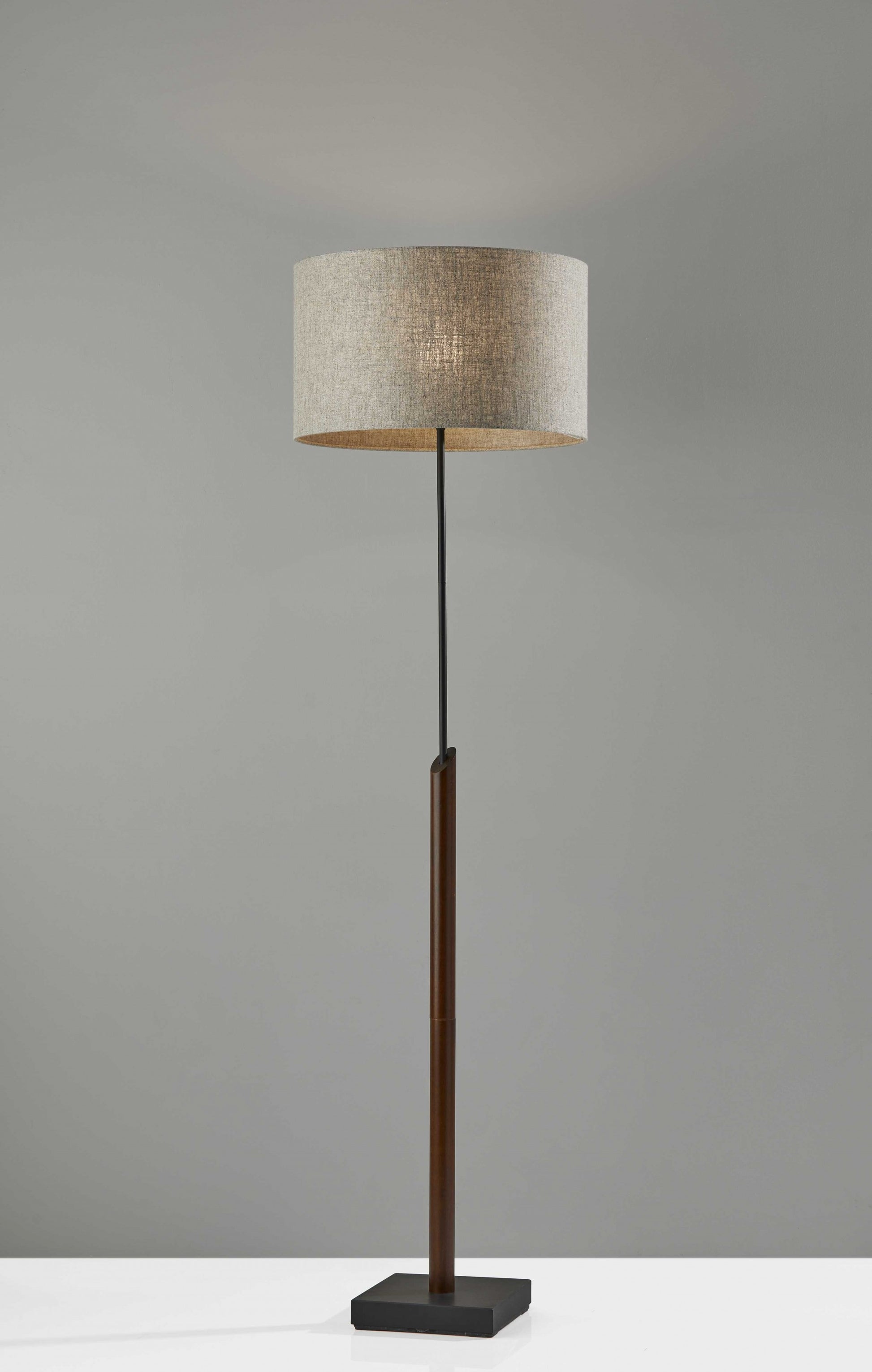 63" Beige And Black Floor Lamp With Beige Fabric Drum Shade-Floor Lamps-DECOROLALA