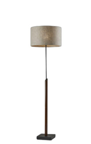 63" Beige And Black Floor Lamp With Beige Fabric Drum Shade-Floor Lamps-DECOROLALA