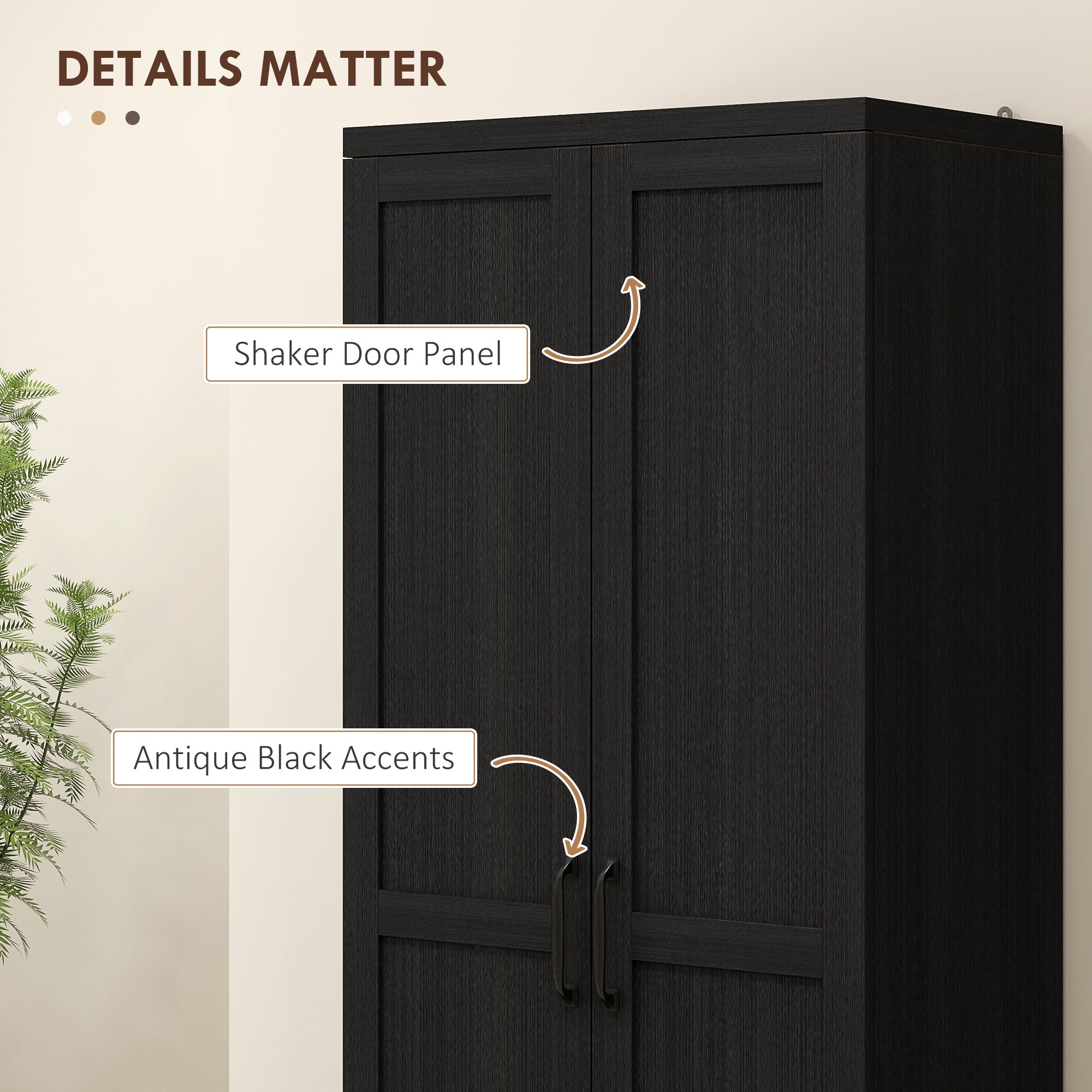 63" Black 5-Tier Kitchen Pantry Cabinet with Adjustable Shelves-DECOROLALA