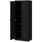 63" Black 5-Tier Kitchen Pantry Cabinet with Adjustable Shelves-DECOROLALA