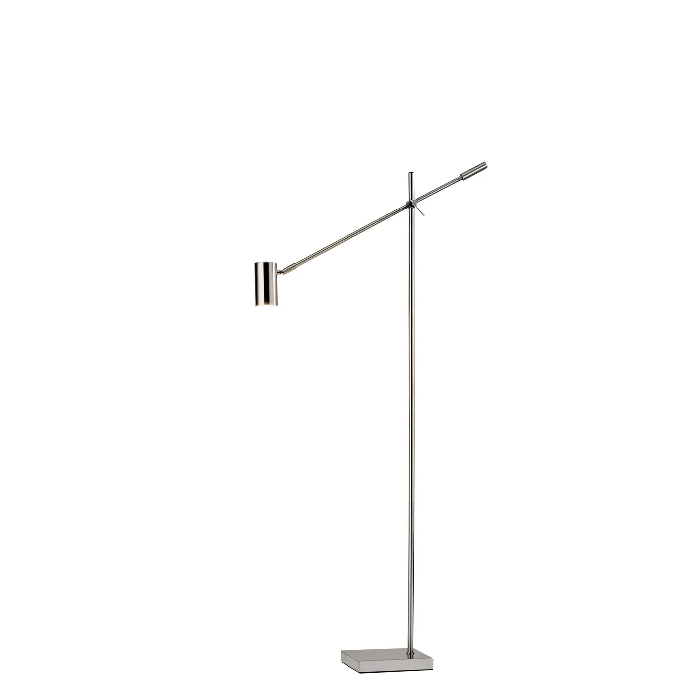 63" Black And Gold Adjustable LED Task Floor Lamp With Antiqued Brass Metal Cylinder Shade-Floor Lamps-DECOROLALA