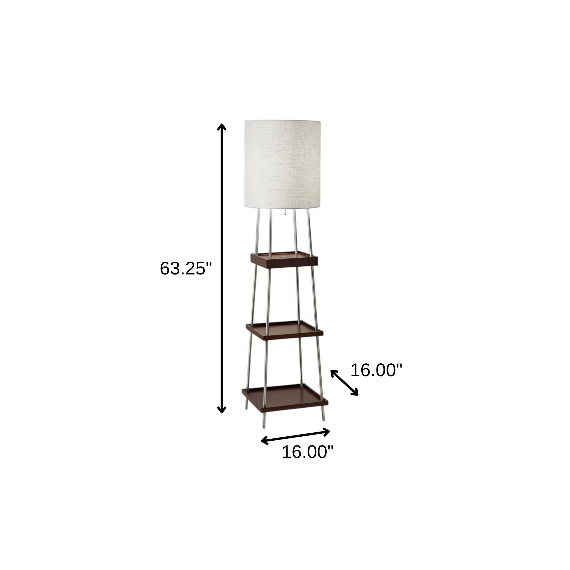 63" Brown And White Column Floor Lamp With White Fabric Drum Shade-Floor Lamps-DECOROLALA