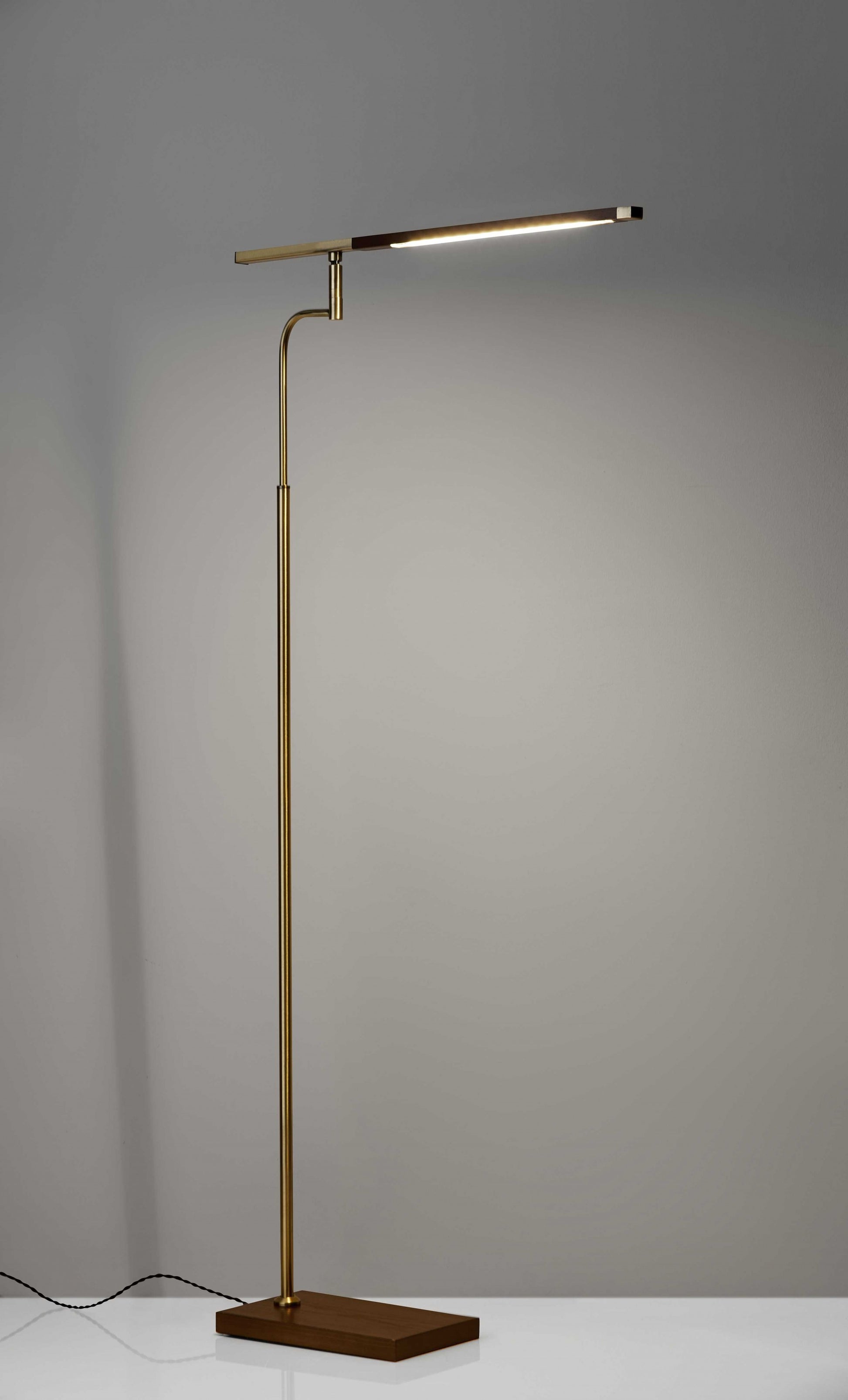 63" Brown LED Task Floor Lamp With Brass-Floor Lamps-DECOROLALA