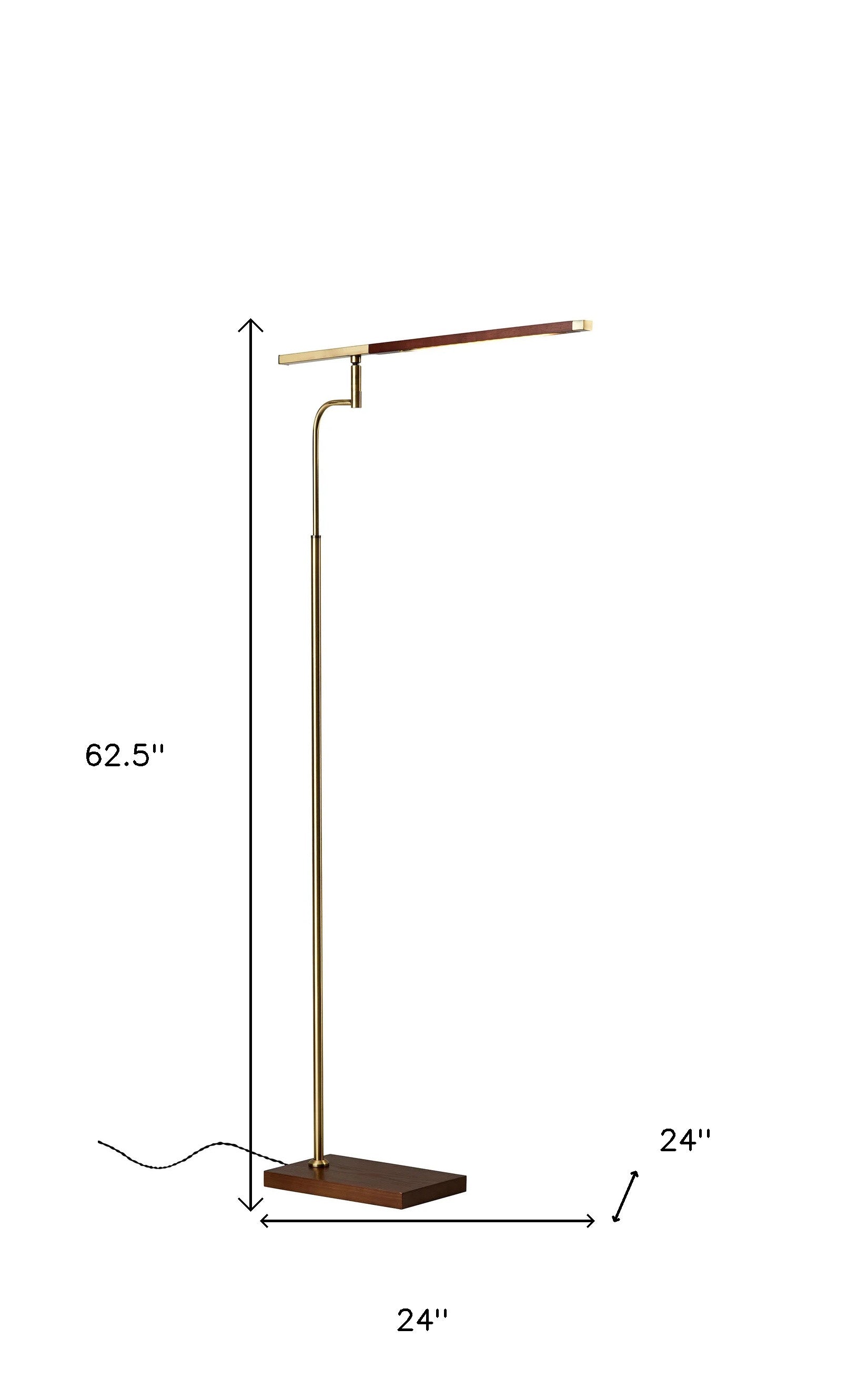 63" Brown LED Task Floor Lamp With Brass-Floor Lamps-DECOROLALA