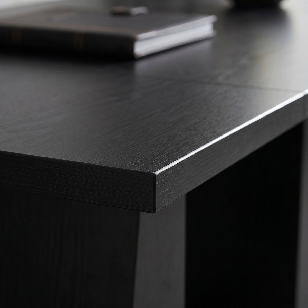 63" Computer Desk - Black Wood Grain Industrial Writing Table-Office Products > Office Furniture > Office Desks & Work Stations > Computer Desks-DECOROLALA