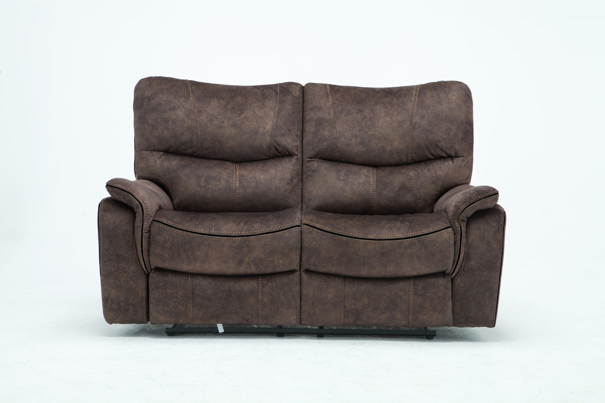 63" Dark Brown Microfiber Manual Reclining Love Seat-Love Seats-DECOROLALA