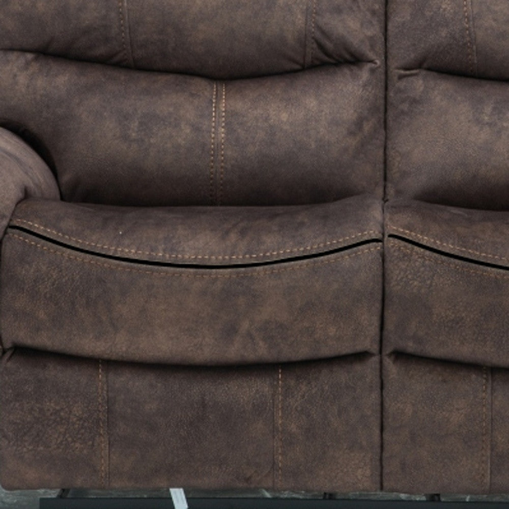 63" Dark Brown Microfiber Manual Reclining Love Seat-Love Seats-DECOROLALA