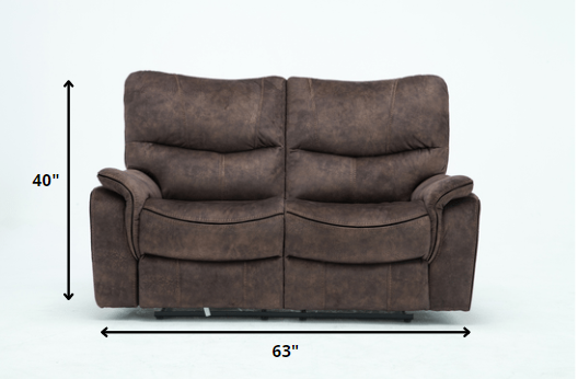 63" Dark Brown Microfiber Manual Reclining Love Seat-Love Seats-DECOROLALA