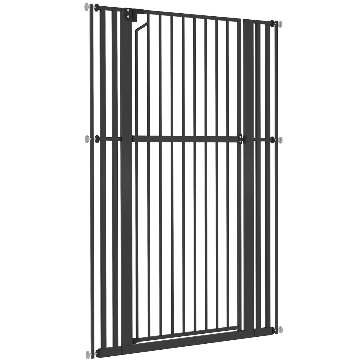 63" Extra Tall Pet Gate - 30-41" Wide Pressure Mounted Black Steel-Dogs-DECOROLALA
