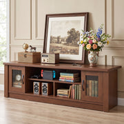 63" Farmhouse TV Stand for TVs up to 70" - Brown Wood-Entertainment Centers & TV Stands-DECOROLALA