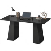 63 Inch Computer Desk with Trapezoidal Frame Light Black Wood Grain-Office Products > Office Furniture > Office Desks & Work Stations > Computer Desks-DECOROLALA