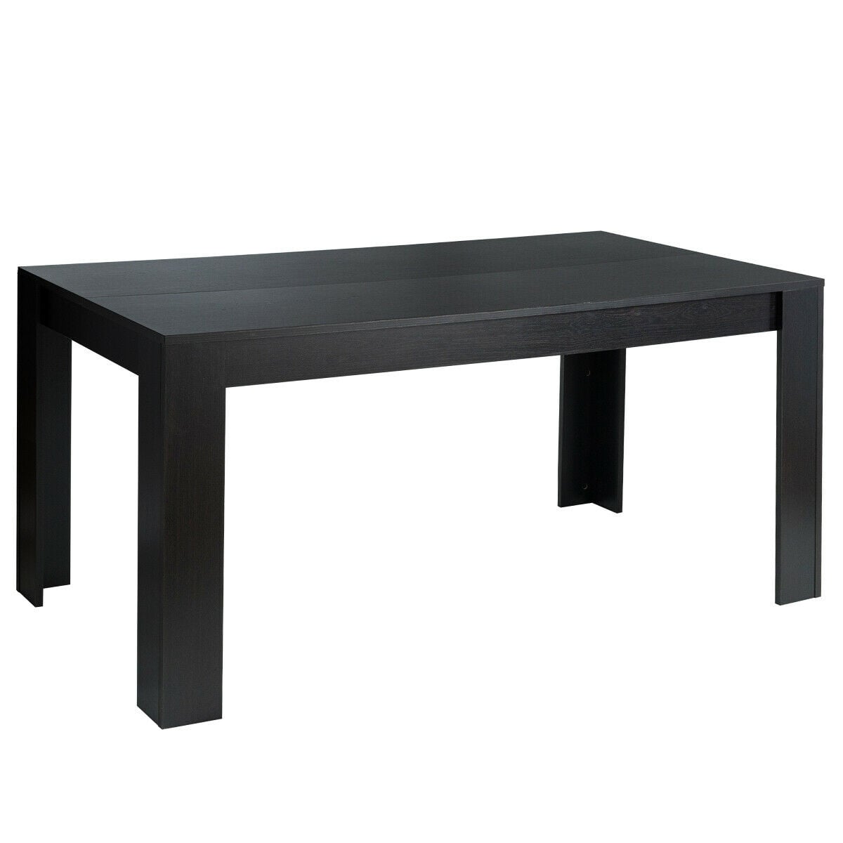 63 Inch Rectangular Modern Dining Kitchen Table for 6 People-Black-Dining Tables-DECOROLALA