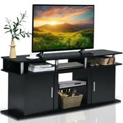 63 Inch TV Entertainment Console Center with 2 Cabinets-Black-Entertainment Centers & TV Stands-DECOROLALA