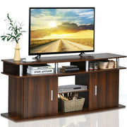 63 Inch TV Entertainment Console Center with 2 Cabinets-Walnut-Entertainment Centers & TV Stands-DECOROLALA