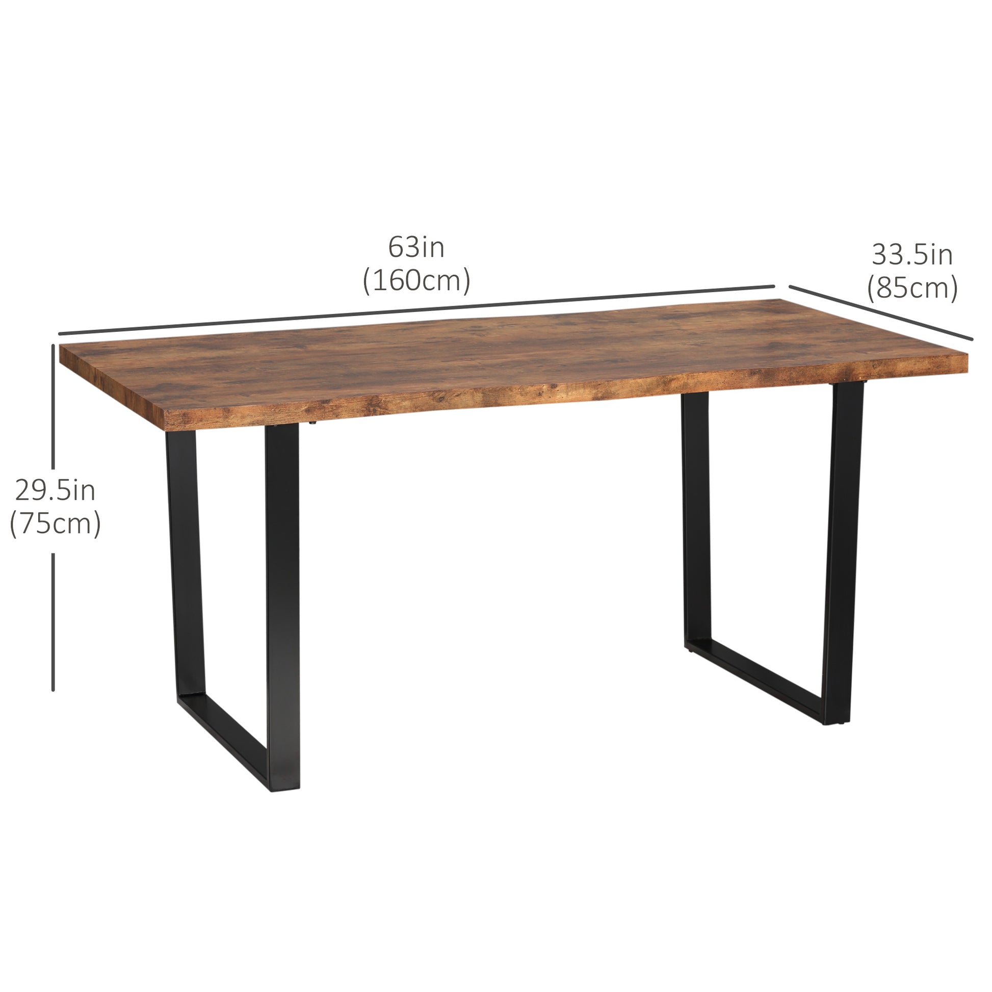 63" Industrial Dining Table - Rustic Brown Wave Edge-DECOROLALA