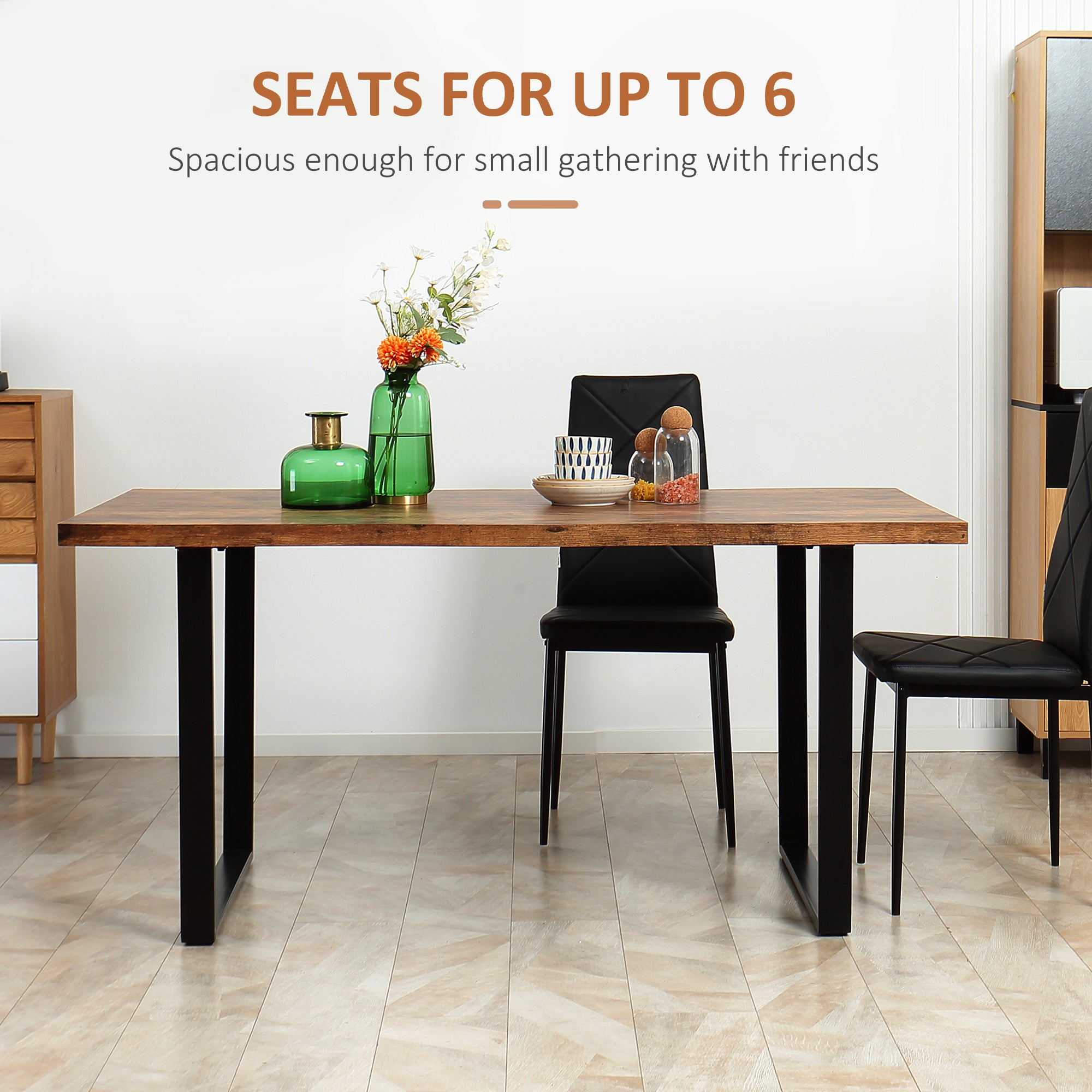 63" Industrial Dining Table - Rustic Brown Wave Edge-DECOROLALA