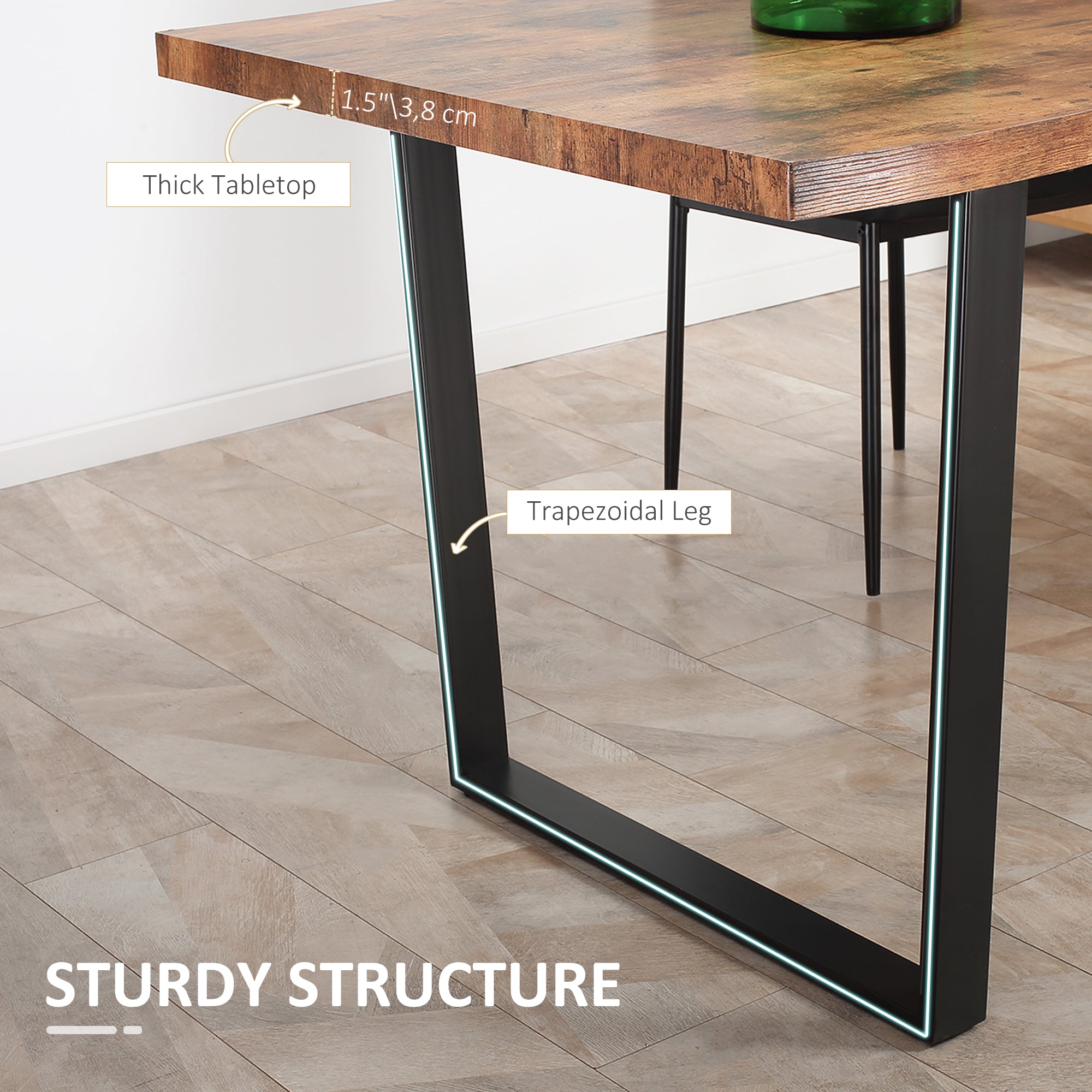 63" Industrial Dining Table - Rustic Brown Wave Edge-DECOROLALA