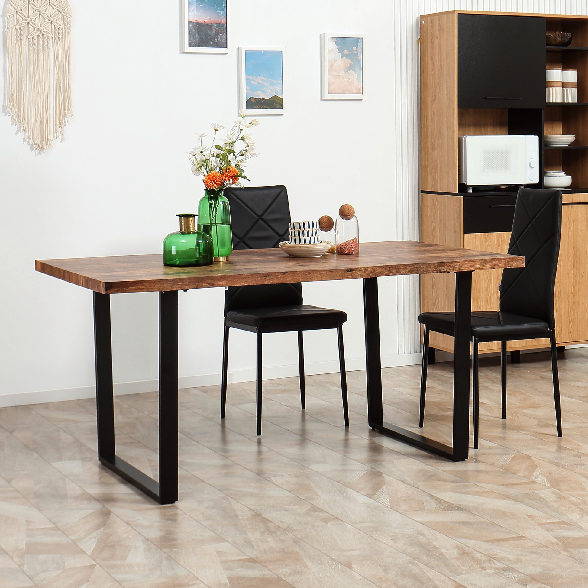 63" Industrial Dining Table - Rustic Brown Wave Edge-DECOROLALA