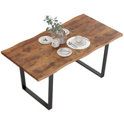 63" Industrial Dining Table - Rustic Brown Wave Edge-DECOROLALA