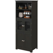 63" Kitchen Pantry Cabinet - Black Buffet with Hutch-Home Furnishings > Storage & Organization > Kitchen Pantry Cabinets-DECOROLALA