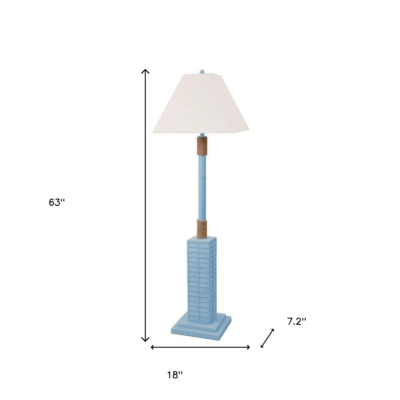 63" Light Blue Polyresin Floor Lamp With Tan Linen Shade-Floor Lamps-DECOROLALA