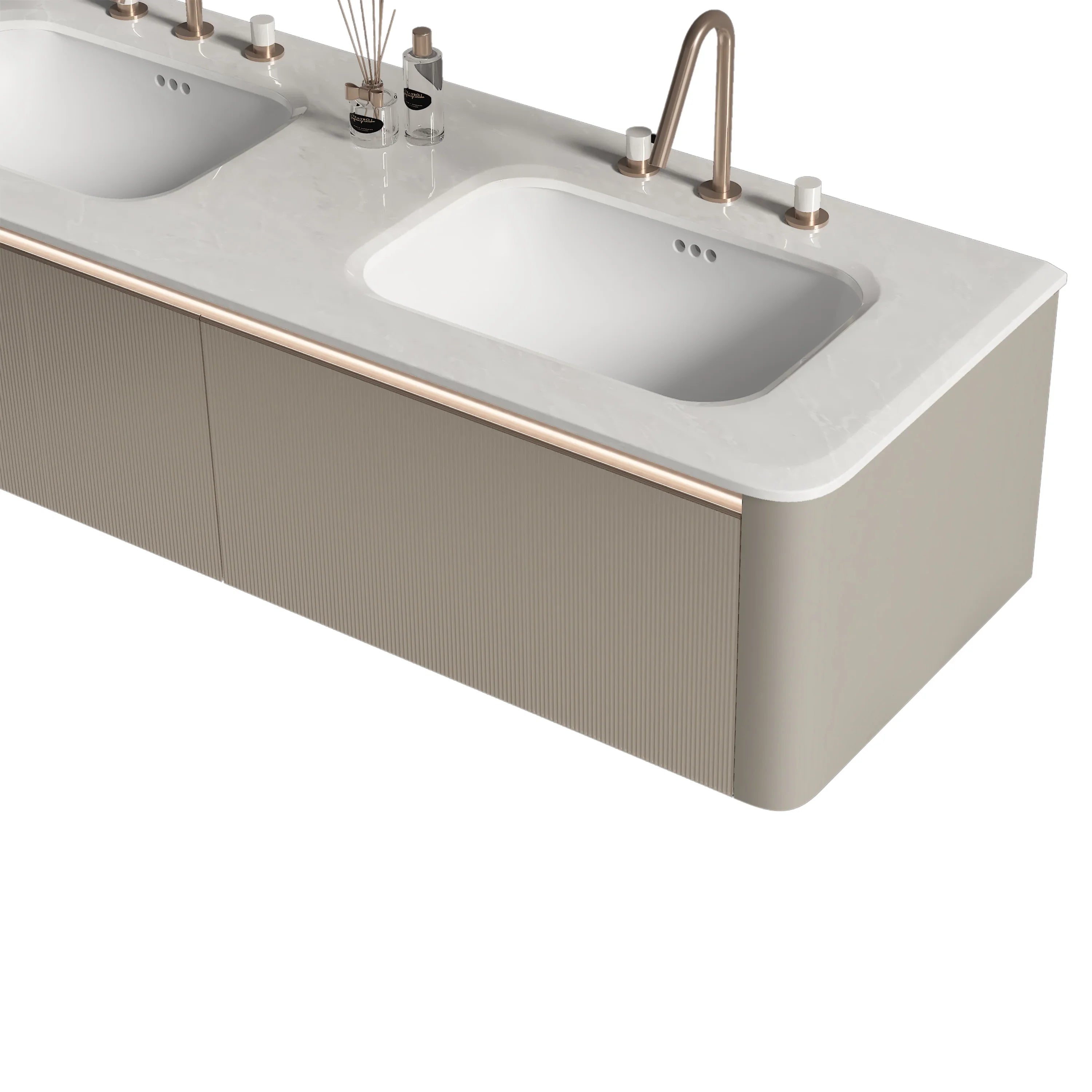 63" Milky Brown Floating LED Vanity with Kari Ice Jade Marble Countertop & Double Ceramic Sinks-Migration_Bathroom Vanities-DECOROLALA