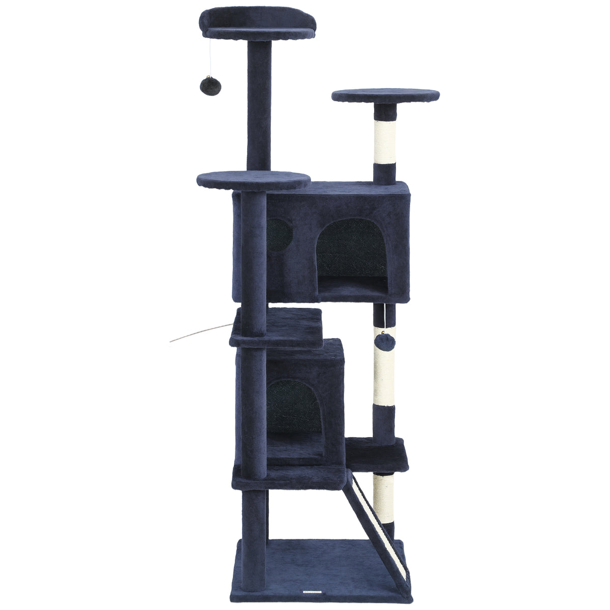 63" Multi-Level Cat Tree Tower with Scratching Posts - Dark Blue-Cats-DECOROLALA