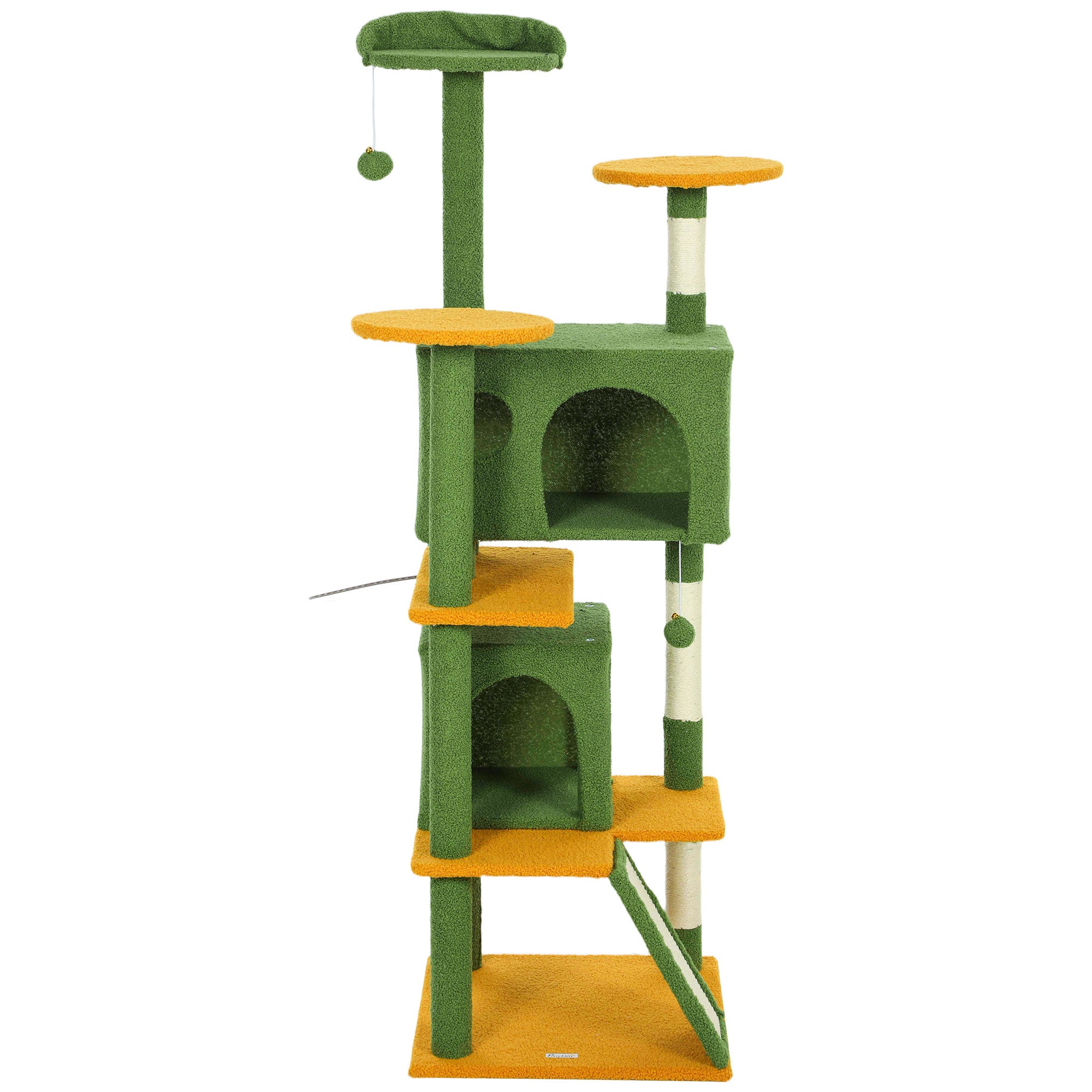 63" Multi-Level Cat Tree Tower with Scratching Posts - Green-Cats-DECOROLALA